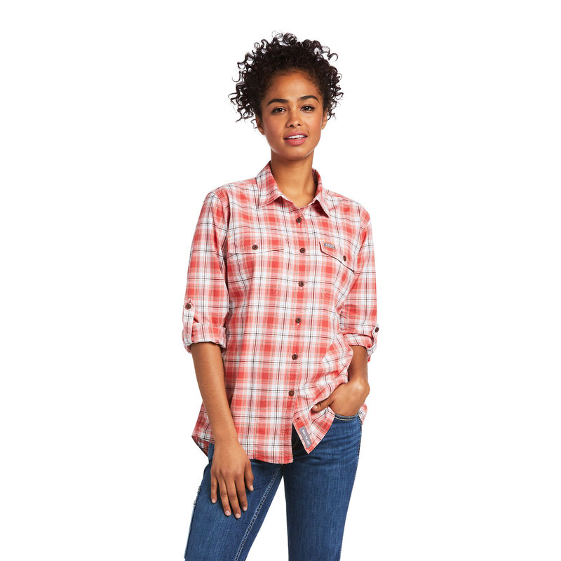 Ariat Hemden Damen - Rebar Made Tough Durastretch Work Koralle/Weiß ( GMOZU-0513 )